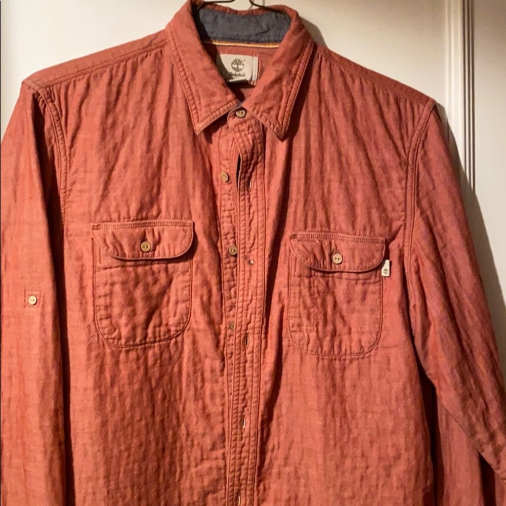 Timberland heavy button down with plaid lining